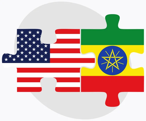 Etats-Unis et Ethiopie Drapeaux en puzzle — Image vectorielle