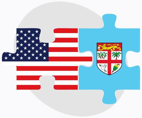 Bandiere USA e Fiji nel puzzle — Vettoriale Stock