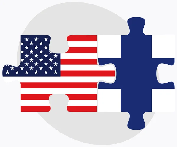 Etats-Unis et Finlande Drapeaux en puzzle — Image vectorielle