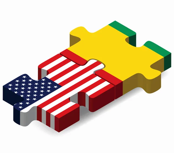 USA und Republik Guinea Flaggen in Puzzle — Stockvektor