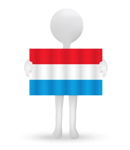 Small 3d man holding a flag of Grand Duchy of Luxembourg — Stock Vector