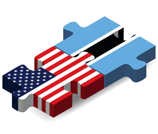 Etats-Unis et Botswana Drapeaux en puzzle — Image vectorielle