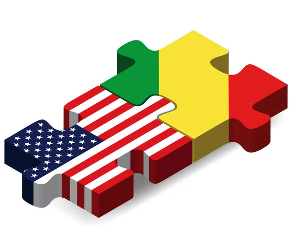 Banderas de Estados Unidos y la República del Congo en rompecabezas — Vector de stock