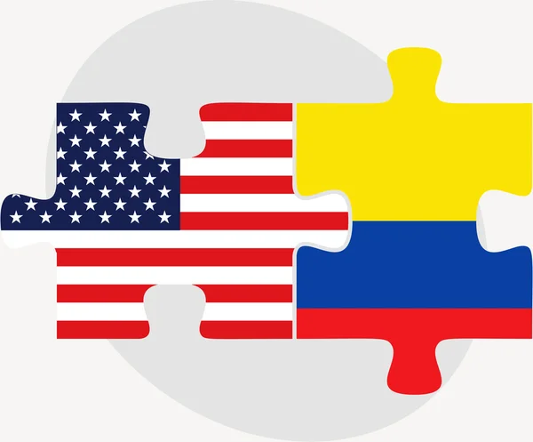 美国和厄瓜多尔旗子在拼图 — 图库矢量图片