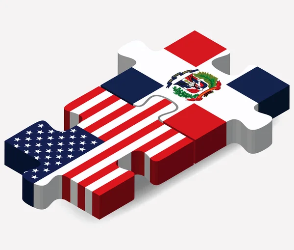 EUA e República Dominicana Bandeiras no quebra-cabeça —  Vetores de Stock
