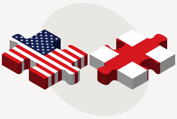 USA und England Flaggen in puzzle — Stockvektor