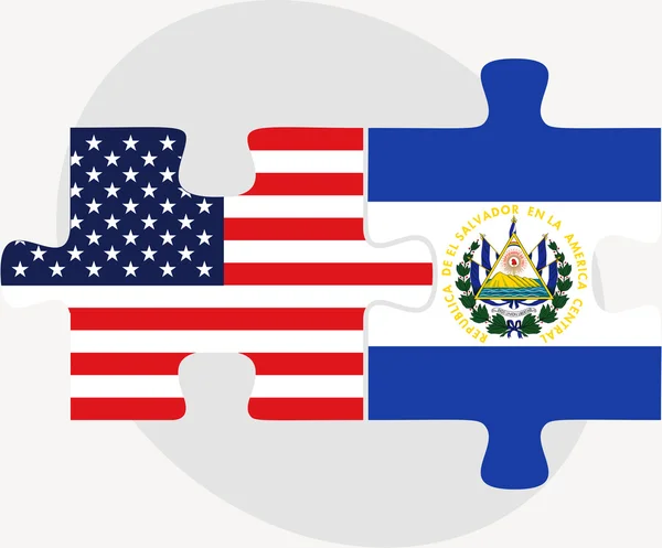 Bandiere USA ed El Salvador nel puzzle — Vettoriale Stock
