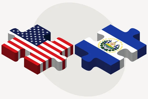 Bandiere USA ed El Salvador nel puzzle — Vettoriale Stock