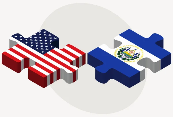 Banderas de Estados Unidos y El Salvador en rompecabezas — Archivo Imágenes Vectoriales