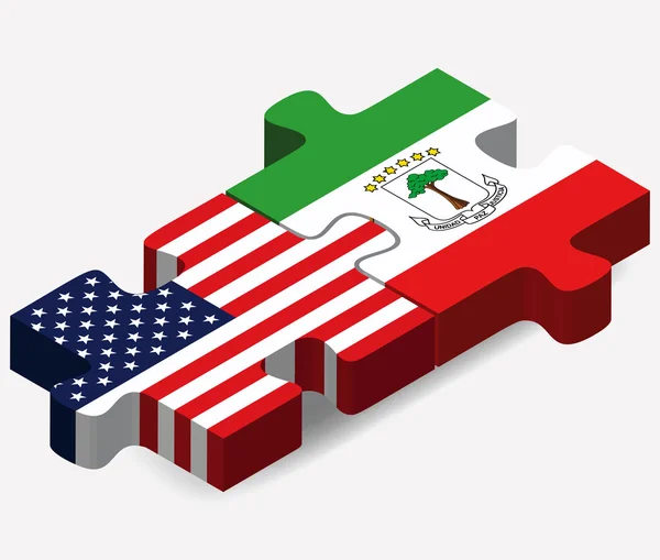 Bandiere USA e Guinea Equatoriale nel puzzle — Vettoriale Stock