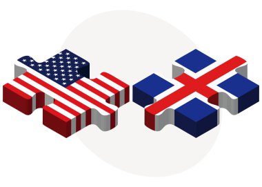 USA and Iceland Flags in puzzle 