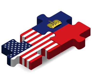 USA and Liechtenstein Flags in puzzle 