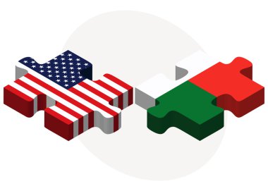 USA and Madagascar Flags in puzzle 