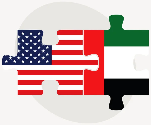 USA and United Arab Emirates Flags in puzzle — Wektor stockowy