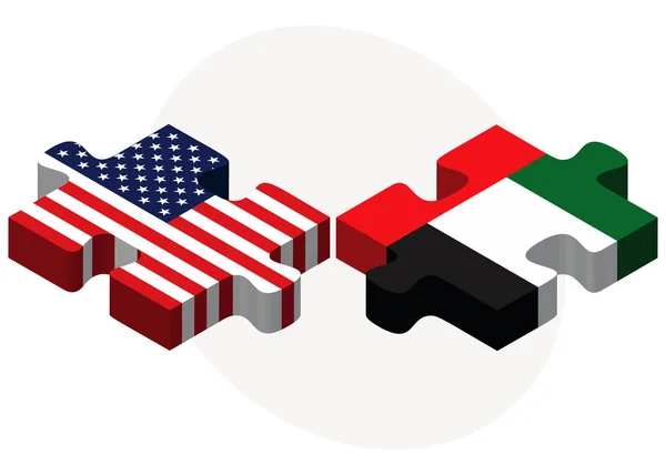 USA and United Arab Emirates Flags in puzzle — Stockvector