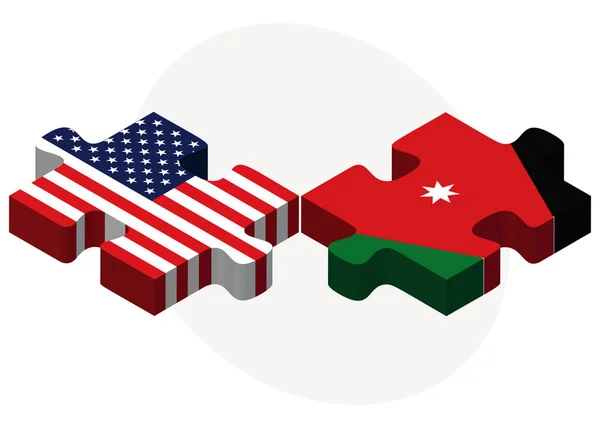 USA and Jordan Flags in puzzle — Stockový vektor