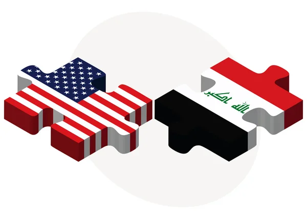 USA and Iraq Flags in puzzle — Wektor stockowy