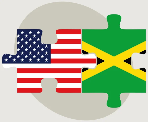 USA and Jamaica Flags in puzzle — Stockový vektor
