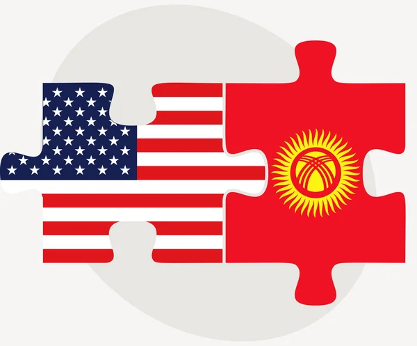 USA and Kyrgyzstan Flags in puzzle — Stok Vektör