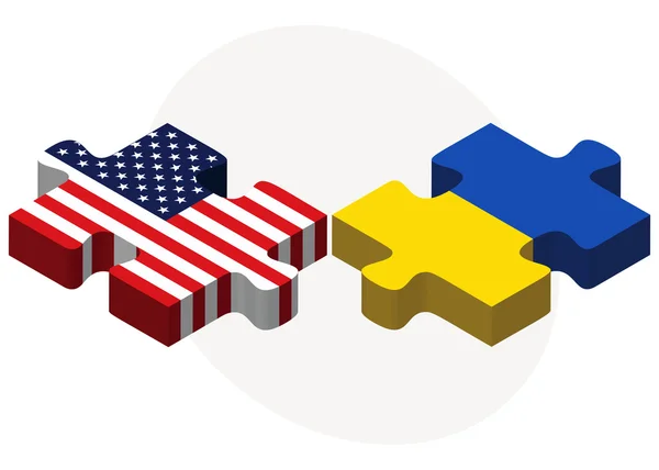 USA and Ukraine Flags in puzzle 로열티 프리 스톡 일러스트레이션
