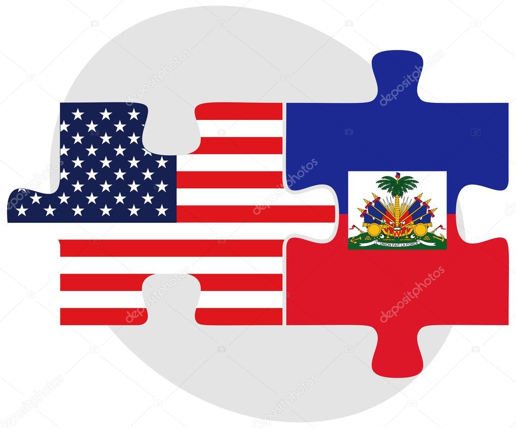 USA and Haiti Flags in puzzle 