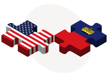 USA and Liechtenstein Flags in puzzle 