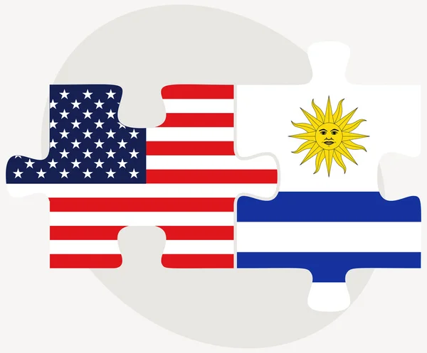VS en Uruguay vlaggen in puzzel — Stockvector