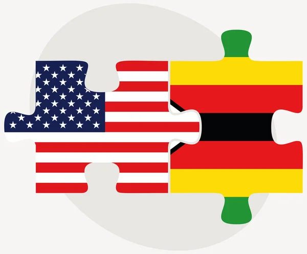 Etats-Unis et Zimbabwe Drapeaux en puzzle — Image vectorielle