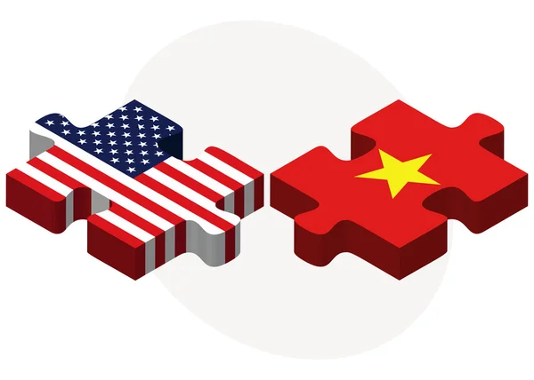 Bandiere USA e Vietnam nel puzzle — Vettoriale Stock