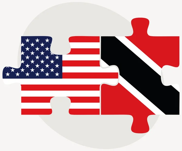 Banderas de Estados Unidos y Trinidad y Tobago en rompecabezas — Vector de stock