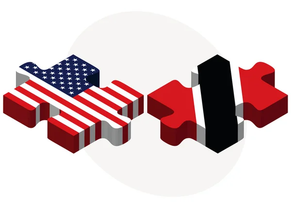 USA und Trinidad und Tobago Flaggen in Puzzle — Stockvektor