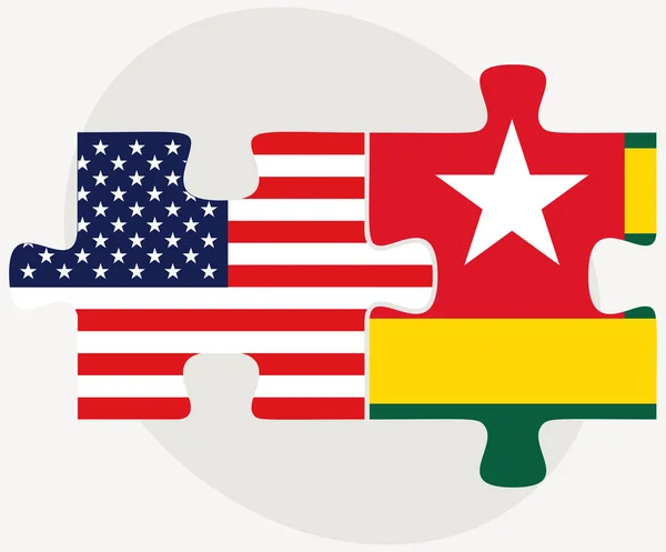 EE.UU. y Togo banderas en rompecabezas — Archivo Imágenes Vectoriales