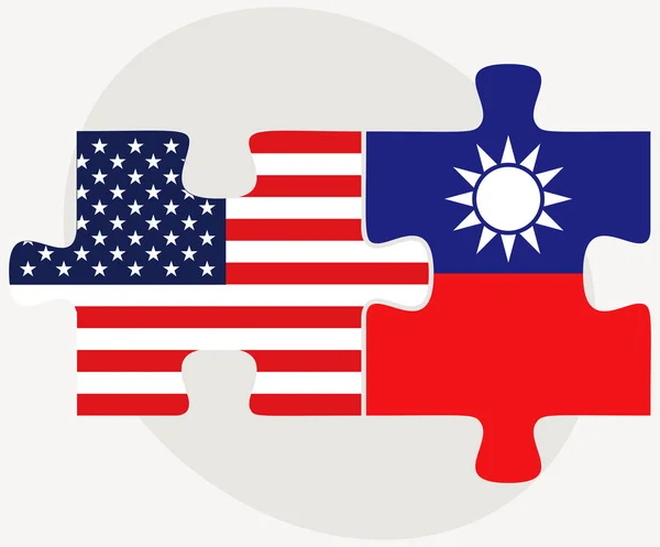 Etats-Unis et Taiwan drapeaux dans le puzzle — Image vectorielle