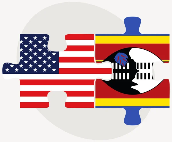 USA och Swaziland flaggor i pussel — Stock vektor