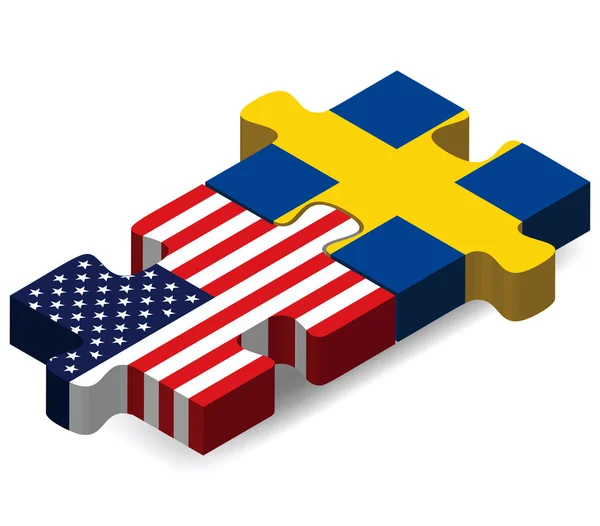 ABD ve İsveç bayraklarını bulmaca — Stok Vektör