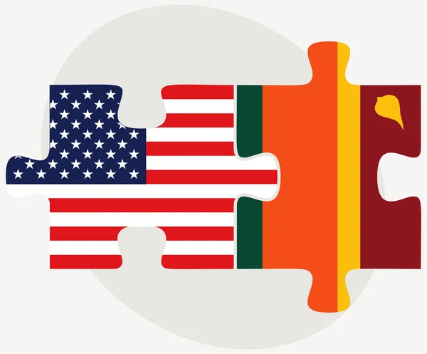 USA und Sri Lanka Flaggen in Puzzle — Stockvektor