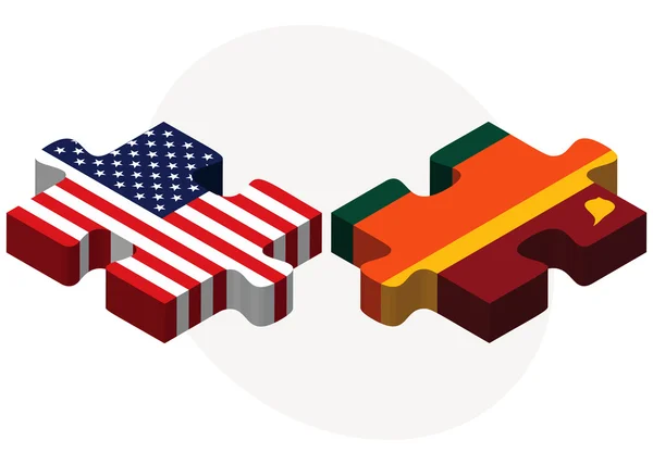Bandiere USA e Sri Lanka nel puzzle — Vettoriale Stock