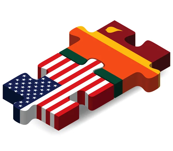 美国和斯里兰卡斯里兰卡国旗在拼图 — 图库矢量图片
