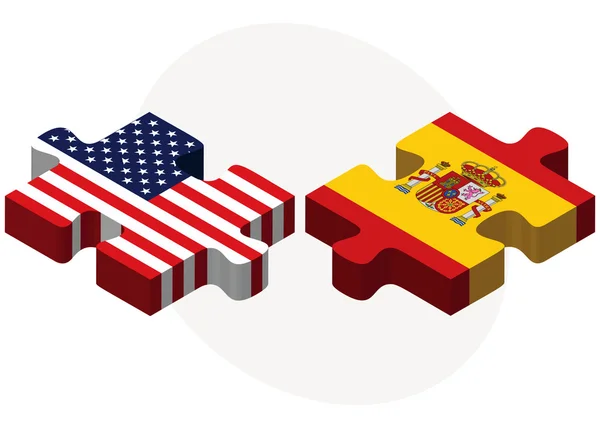 미국과 스페인 국기 퍼즐 — 스톡 벡터