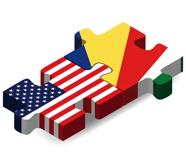 USA a Seychely vlajky v puzzle — Stockový vektor