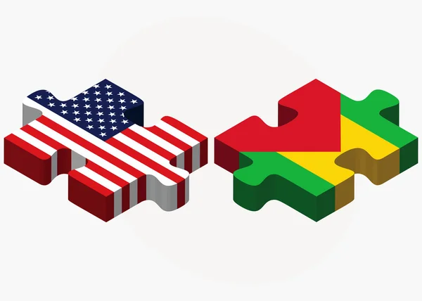 USA und São Paulo Wälzer und Prinzipienfahnen im Puzzle — Stockvektor