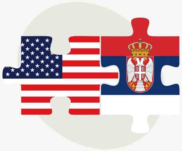 Etats-Unis et Serbie Drapeaux en puzzle — Image vectorielle