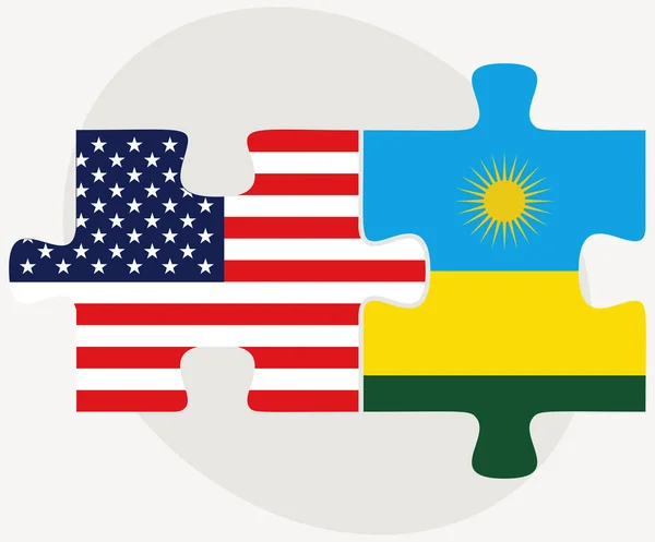 Etats-Unis et Rwanda Drapeaux en puzzle — Image vectorielle
