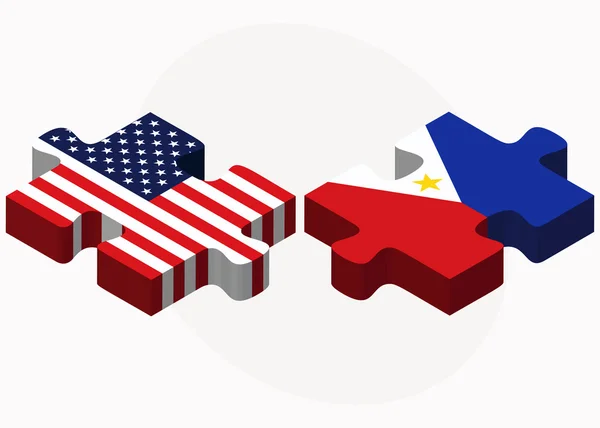 アメリカとフィリピン フラグのパズルで — ストックベクタ
