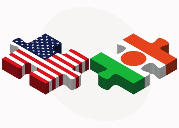 USA und Nigeria Flaggen in Puzzle — Stockvektor