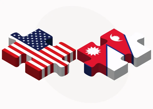 EUA e Nepal Bandeiras no quebra-cabeça — Vetor de Stock