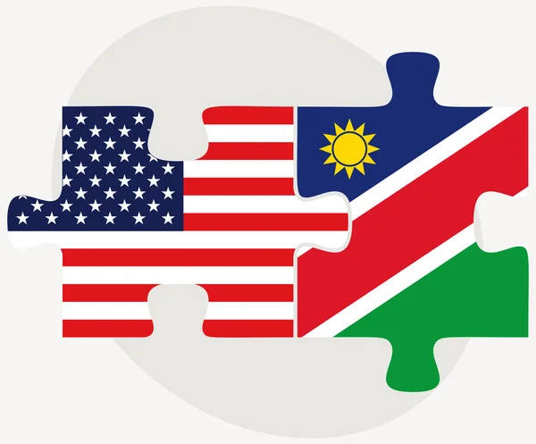 EUA e Namíbia Bandeiras no quebra-cabeça —  Vetores de Stock