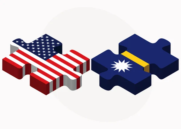 USA und nauru Flaggen in Puzzle — Stockvektor