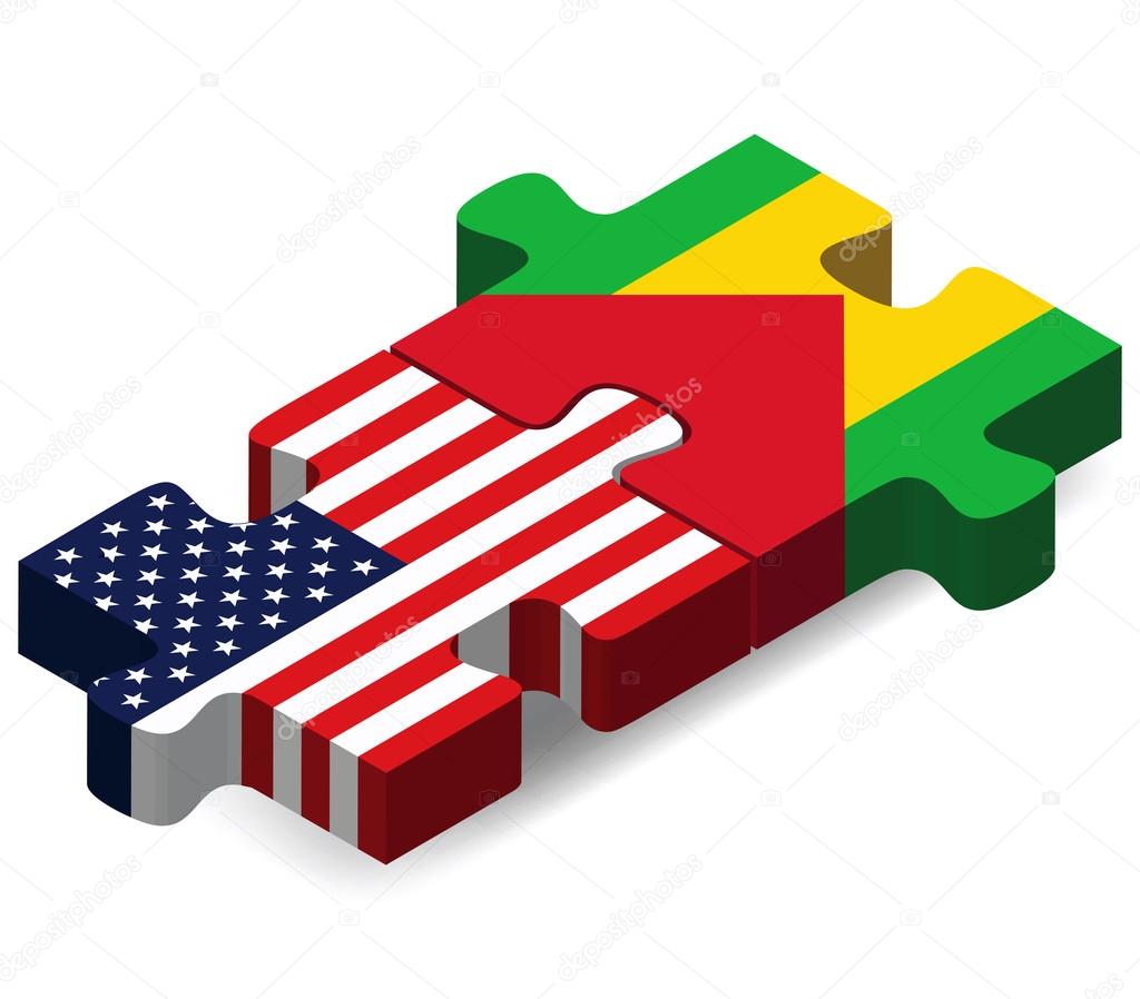 USA and Sao Tome and Principe Flags in puzzle