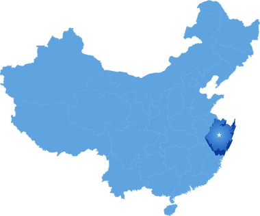 Çin - Zhejiang eyaleti Halk Cumhuriyeti haritası